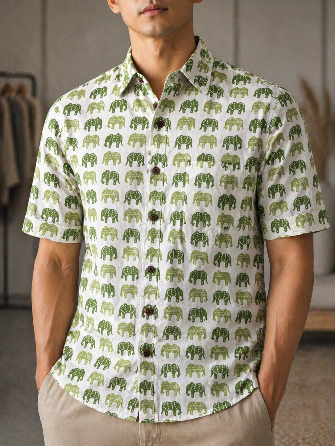 Pure Cotton Sanganeri Printed Men’s Shirt