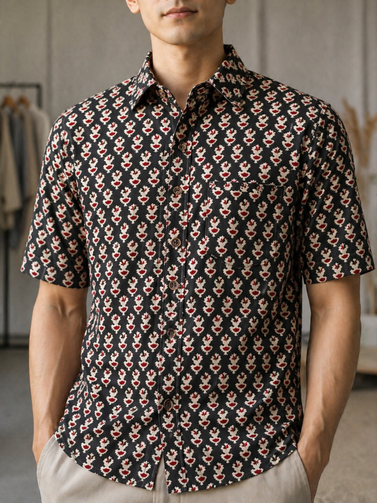 Pure Cotton Sanganeri Printed Men’s Shirt