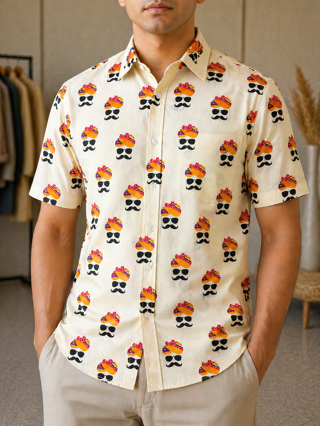 Pure Cotton Sanganeri Printed Men’s Shirt