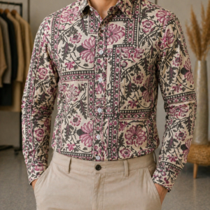 Pure Cotton Sanganeri Printed Men’s Shirt - Full Sleeves