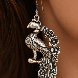 Premium Handcrafted Oxidized GS Metal Peacock Earrings | Traditional Ethnic Statement Jewellery