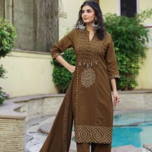 Pure Cotton Designer Kurti Set with Dupatta