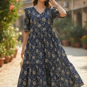 Pure Cotton Midi Dress with Side Pocket