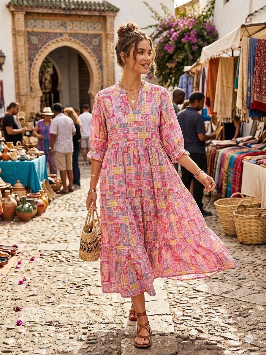 Pure Cotton Midi Dress with Side Pocket - Image 2