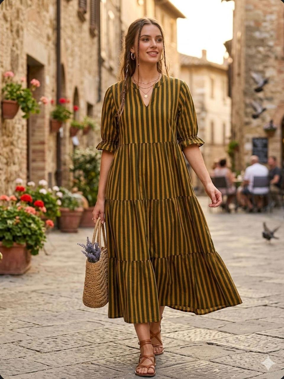 Pure Cotton Midi Dress with Side Pocket - Image 3