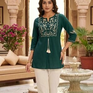 Embroidered Short Kurti Tunic Top