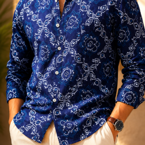 Royal Indigo Bandhani Printed Cotton Shirt