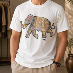 Unisex White Tee – 3D Elephant Edition