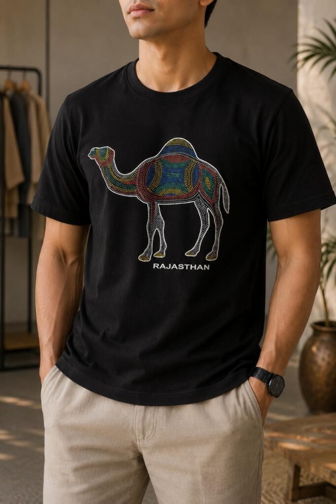 Black Tee – 3D Camel Print Edition
