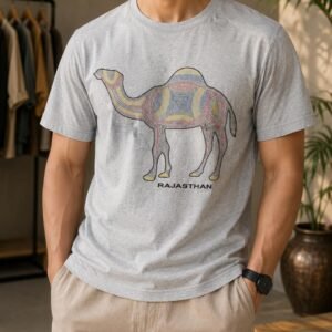 Unisex Grey Tee – 3D Camel Edition