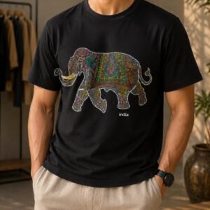 Unisex Black Tee – 3D Elephant Edition