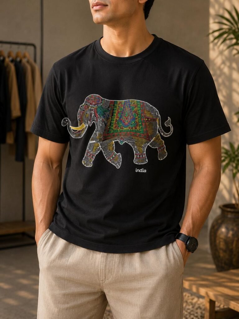 Unisex Black Tee – 3D Elephant Edition