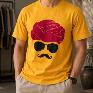 Unisex Yellow Tee – Graphic Red Turban Edition