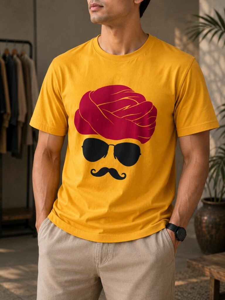 Yellow Tee – Graphic Red Turban Edition
