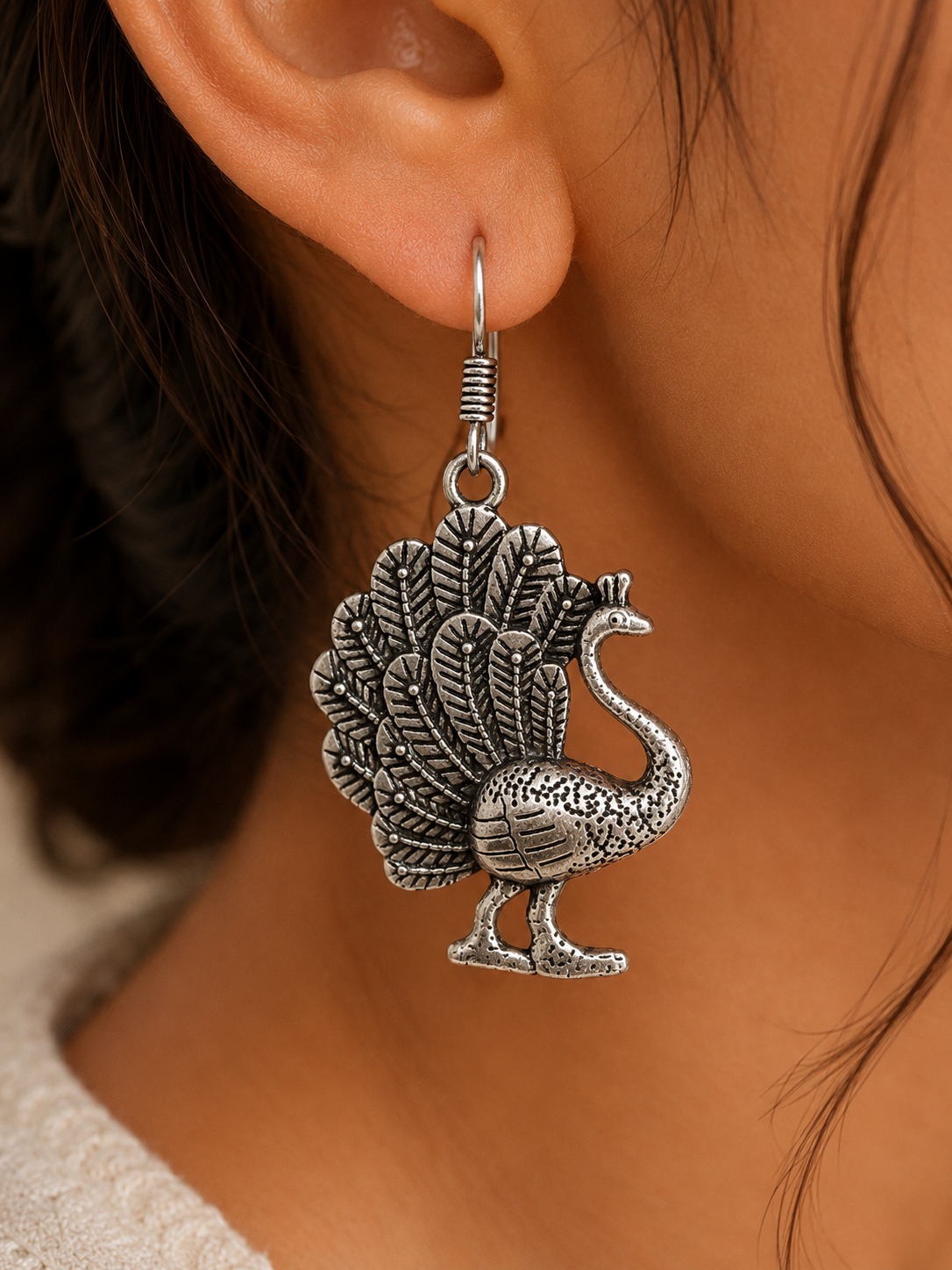 Premium Handcrafted Oxidized GS Metal Peacock Statement Earrings | Traditional Ethnic Jewellery