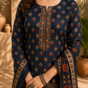 Pure Cotton Jaipuri Printed Top Skirt Set with Dupatta