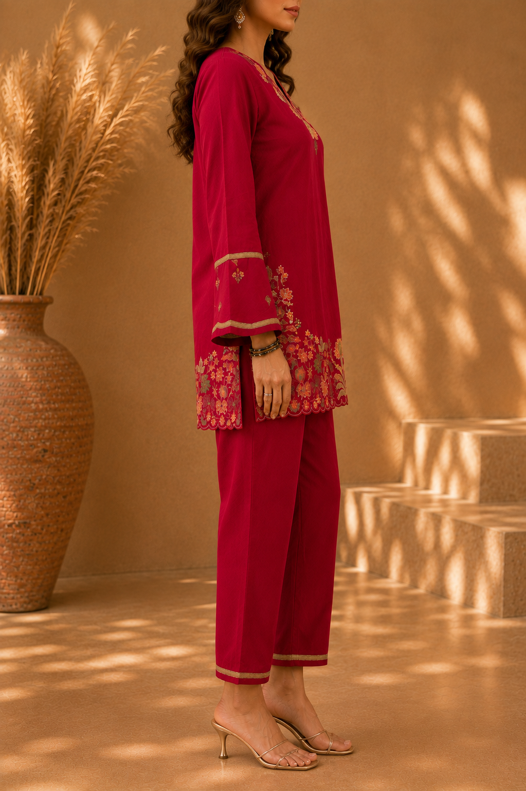 Premium Embroidered Red Co-Ord Set | Elegant Festive & Ethnic Wear - Image 4