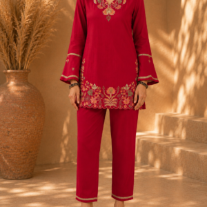 Premium Embroidered Red Co-Ord Set | Elegant Festive & Ethnic Wear
