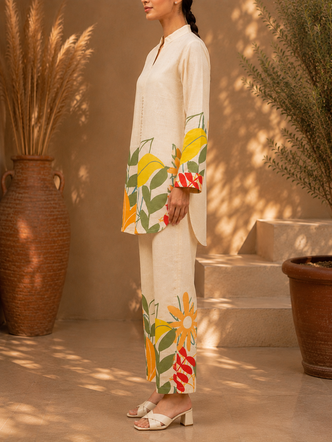 Premium Cotton Botanical Print Co-Ord Set | Elegant Casual & Resort Wear - Image 3