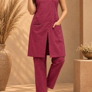 Premium Solid Magenta Cotton Co-Ord Set | Casual, Office & Everyday Wear