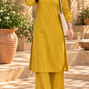 Premium Mustard Yellow Solid Kurta Palazzo Set